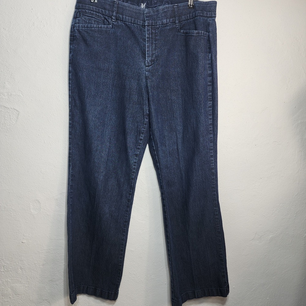 JM Collection Denim Trousers Women 12 Short Blue Cotton‎ Blend Stretch Career